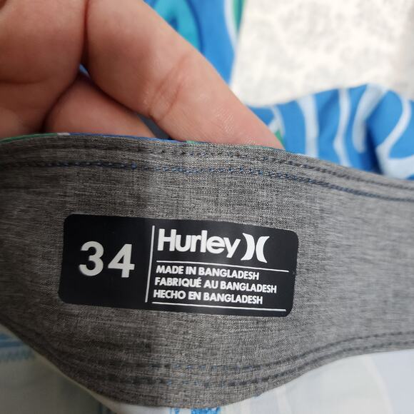 Blue Tropical Hurley Swim Board Shorts Size 34 - Picture 2 of 4